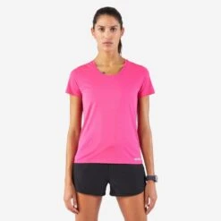 Kalenji T-shirt De Running Respirant Femme - KIPRUN Run 100 Bleu Fuchsia