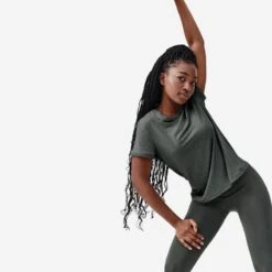 Kalenji T-shirt Running Doux Et Respirant Femme - Soft Vert Gris