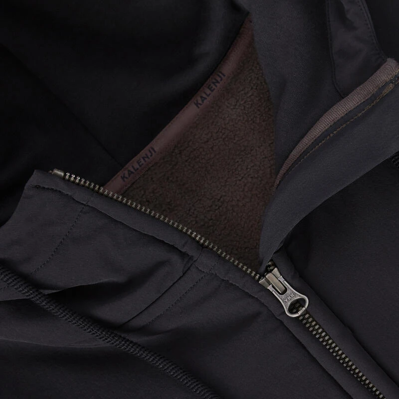 VESTE A CAPUCHE DE RUNNING HOMME KALENJI WARM + KAKI FONCĂ â Image 4